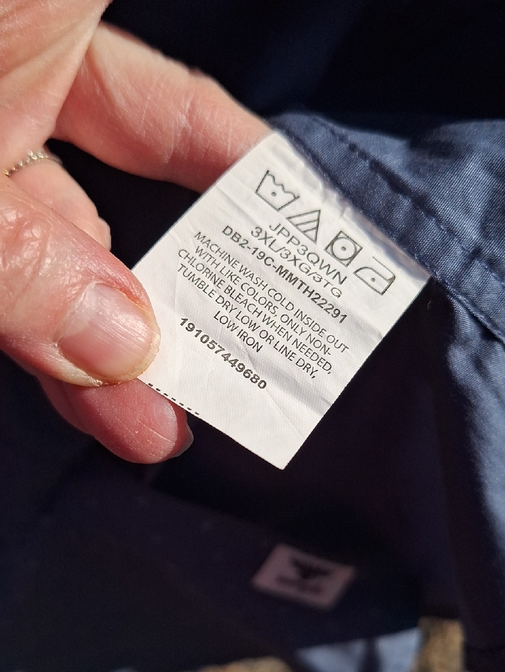 3XL-Blue Long-Sleeve Button Down Shirt-2 Pockets-Small Diamond Print-NWT - Picture 5 of 7